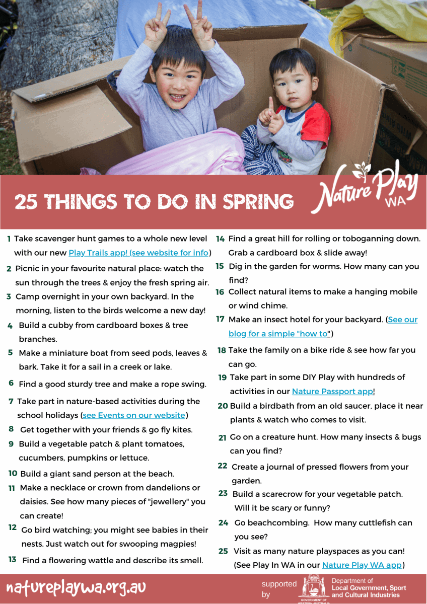25 Things to do in Spring Nature Play WA