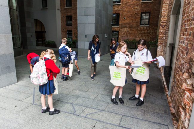 A group of children using a Perth City Play Trail