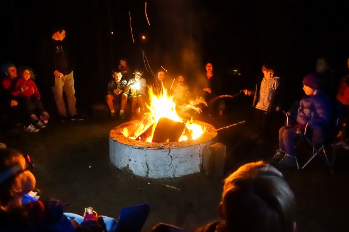 campfire group photo night