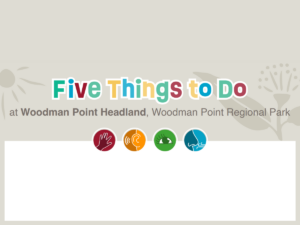 An image of text which reads "Five things to do at Woodman Point Headland, Woodman Point Regional Park.