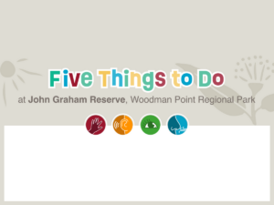 An image of text which reads "Five things to do at John Graham Reserve, Woodman Point Regional Park.