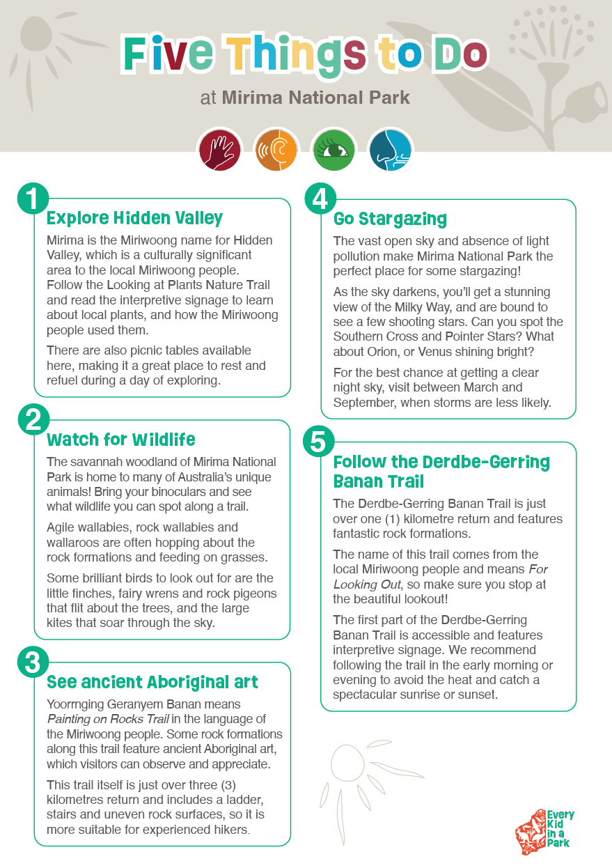 Image showcasing Five Things to Do at Mirima National Park - Nature Play WA
