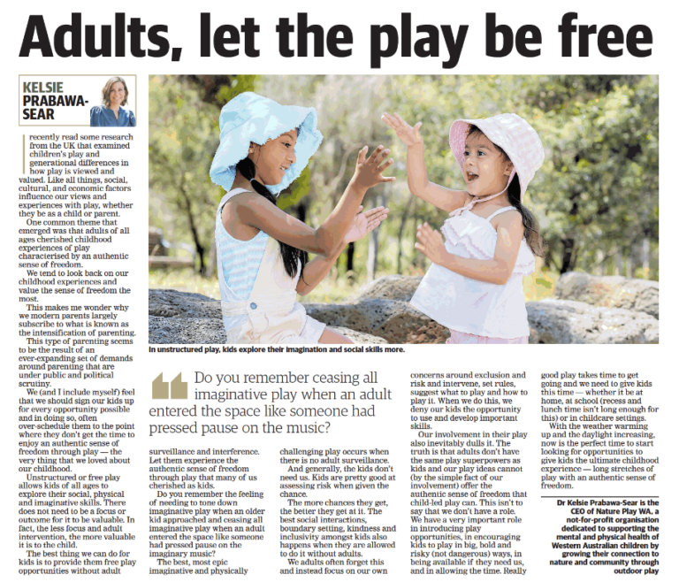 Adults, let the play be free