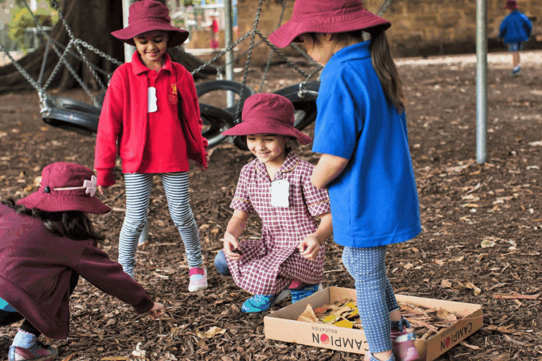 A group of children playing in a school playground