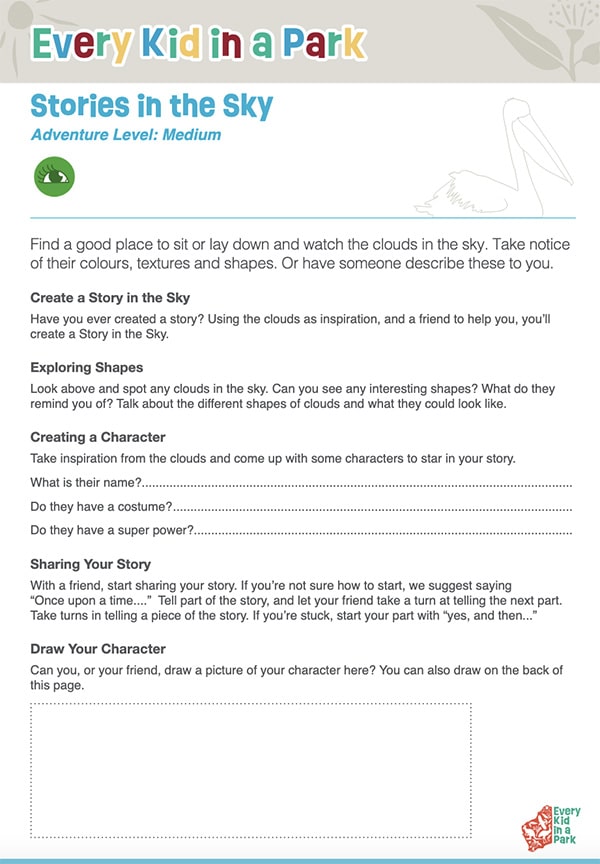 Stories in the sky nature learning activity