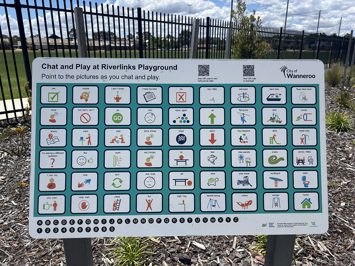 Riverlinks all abilities playground communication board