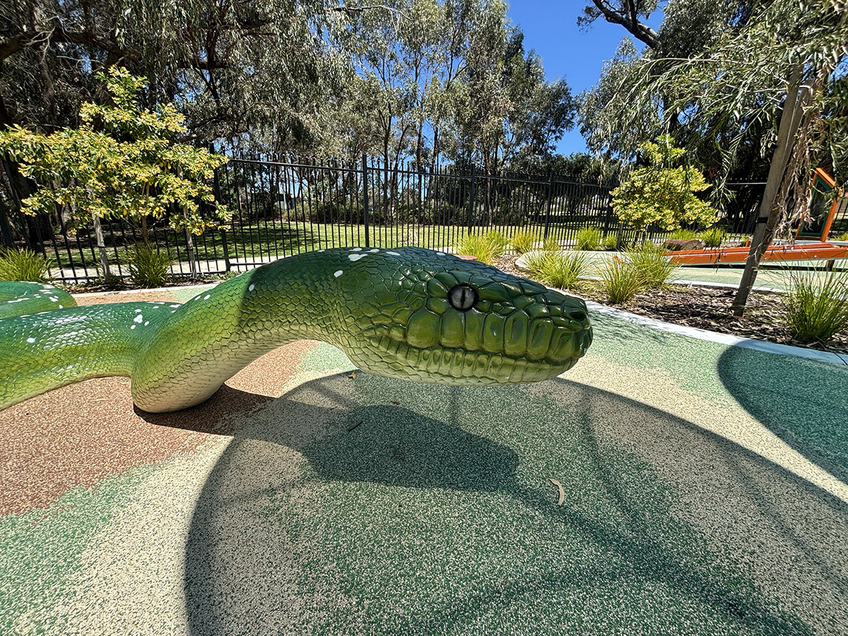 Riverlinks all abilities playground snake sculpture