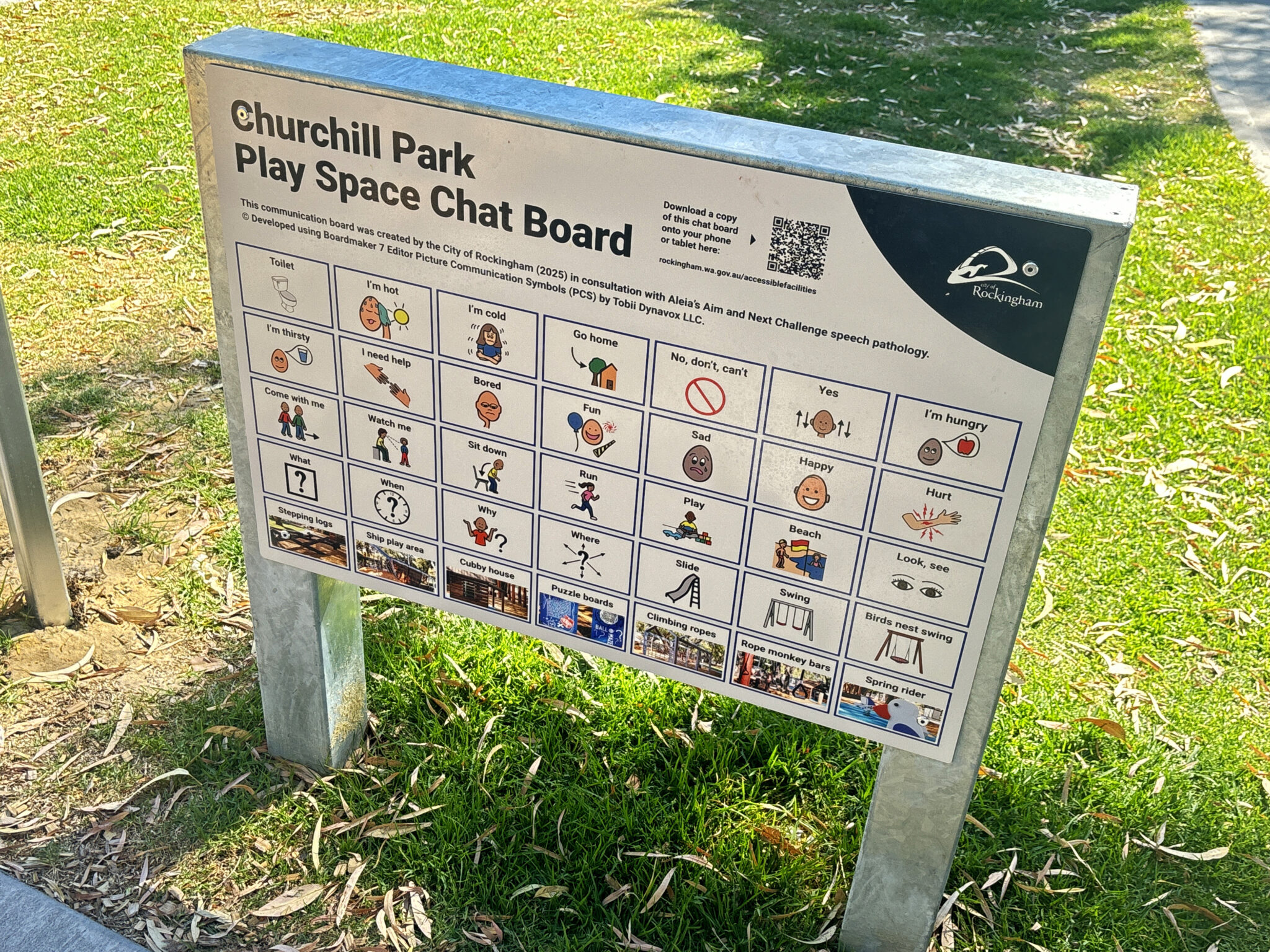 Churchill Park Play Space Rockingham communication boards