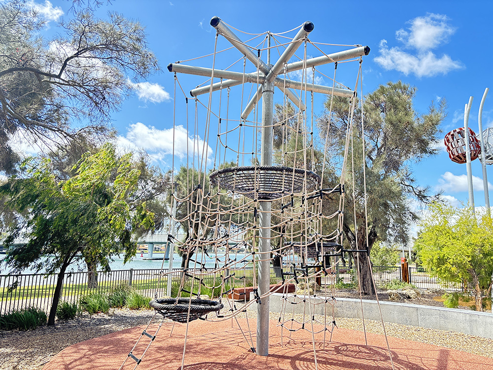Koolaanga Waabiny Playground rope climbing challenge in fenced playground