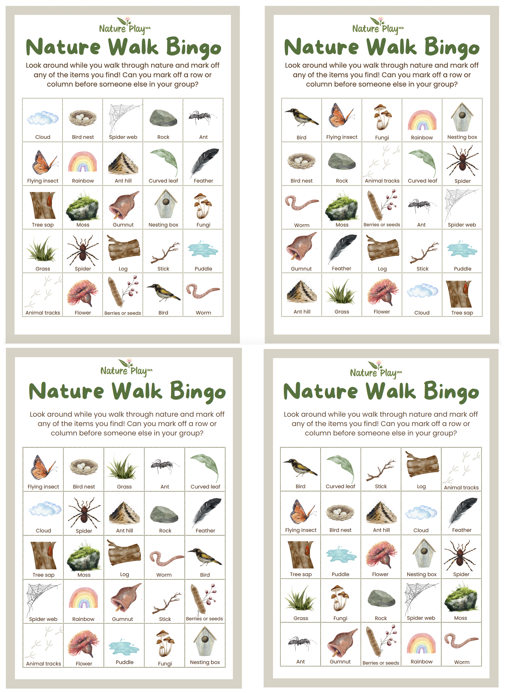 Nature Walk Bingo Printable
