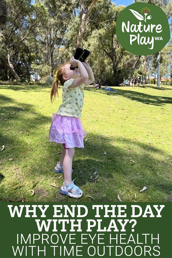Child looking up with binoculars_the benefit of outdoor time to eye health