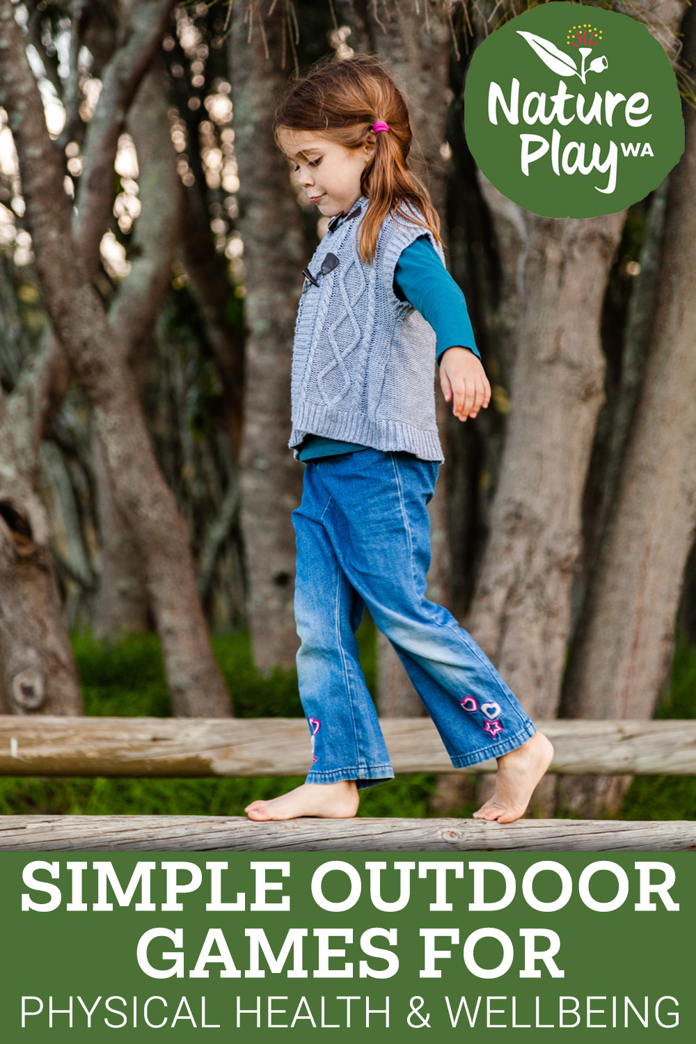 Girl balancing on rail: Ideas for simple outdoor games for kids