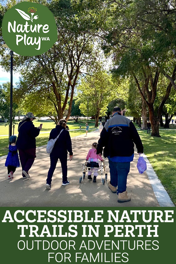 Accessible trails in Perth for families_family walking on a trail